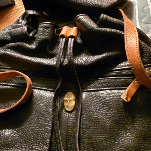 Valentina Black Leather Bag with Gold Accent - Picture 2 of 4